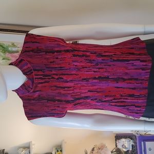 St. John Pink, Black, & Purple Sleeveless Shell Size S.